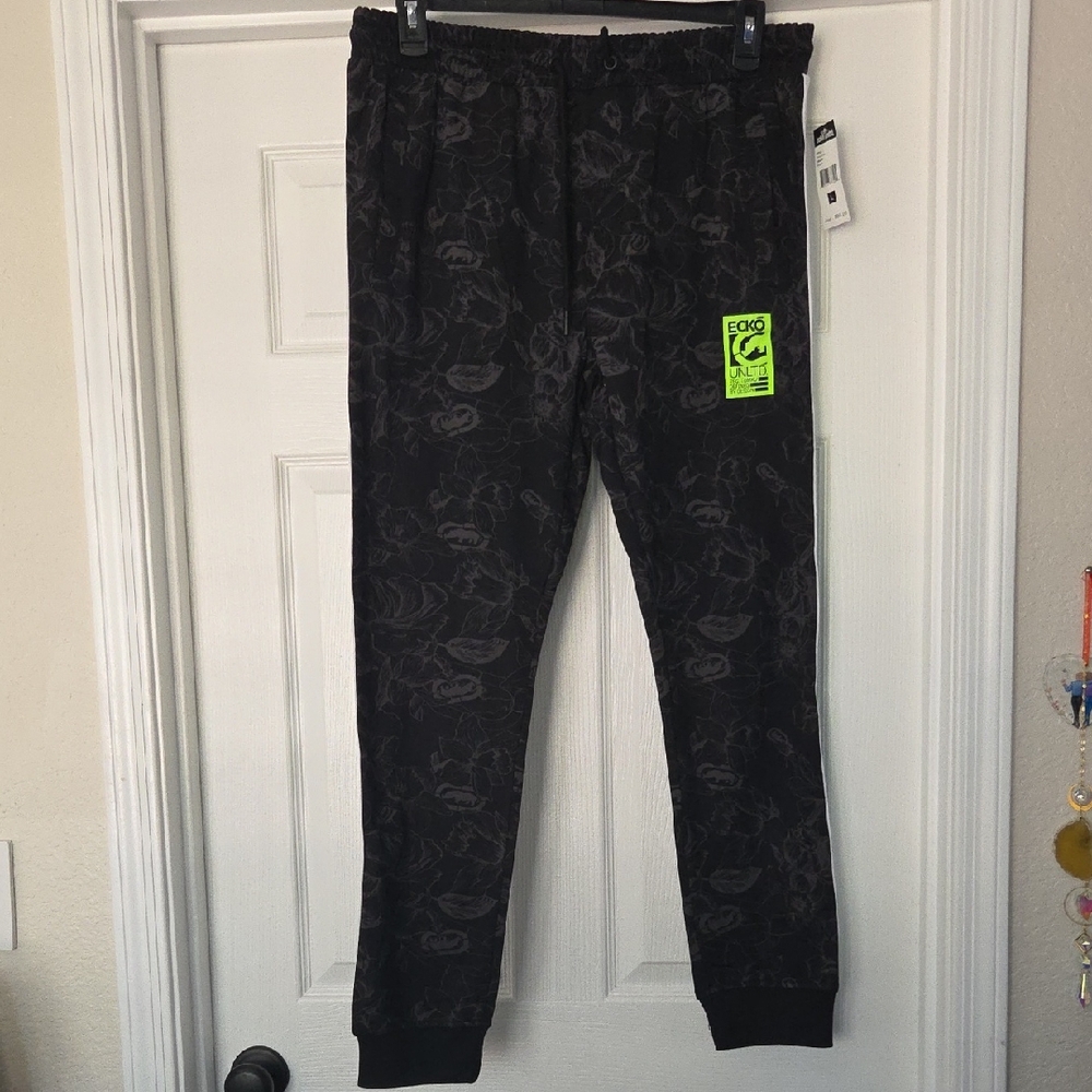 Ecko Unlimited Black Joggers with Neon Green Accent